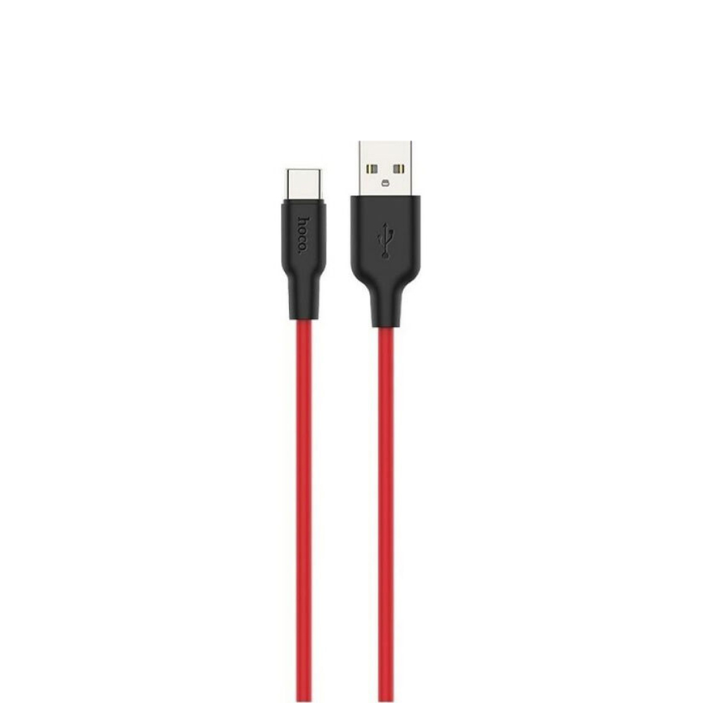 Кабель HOCO X21 Plus USB Type-C cable, 1м, 2.4A, чёрно-красный